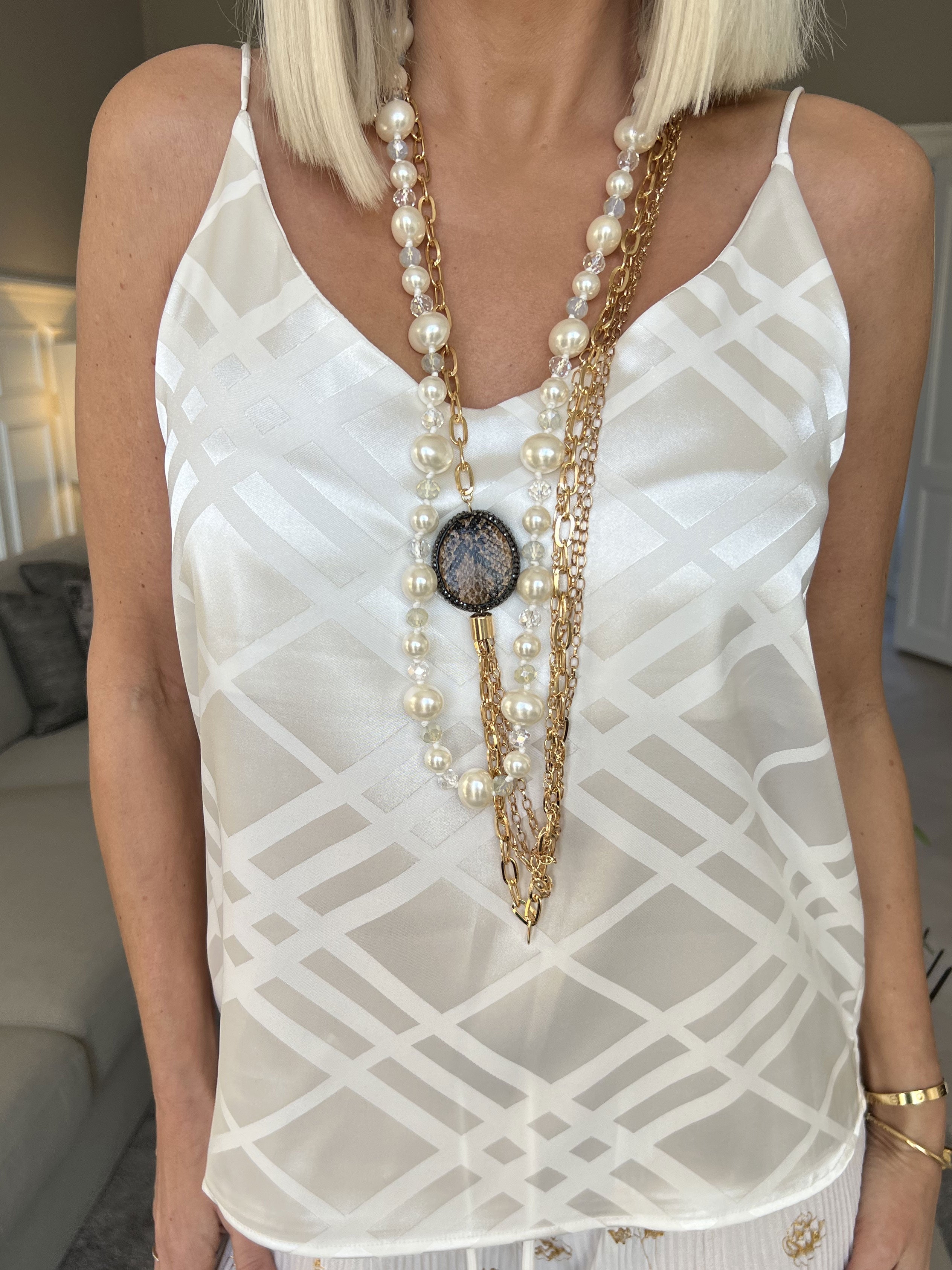 Ziggy - Fin mönstrad stroptopp i silke